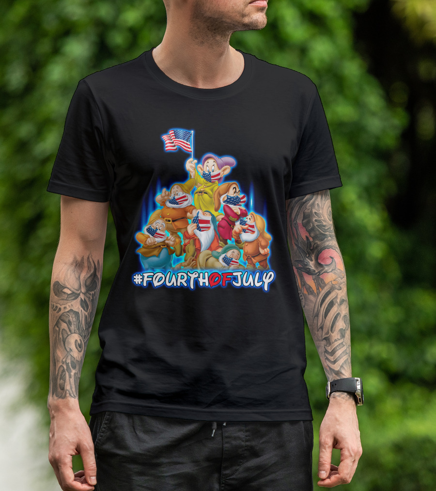 FourthofJuly Seven Dwarfs Patriotic Celebration With American Flag T-Shirt