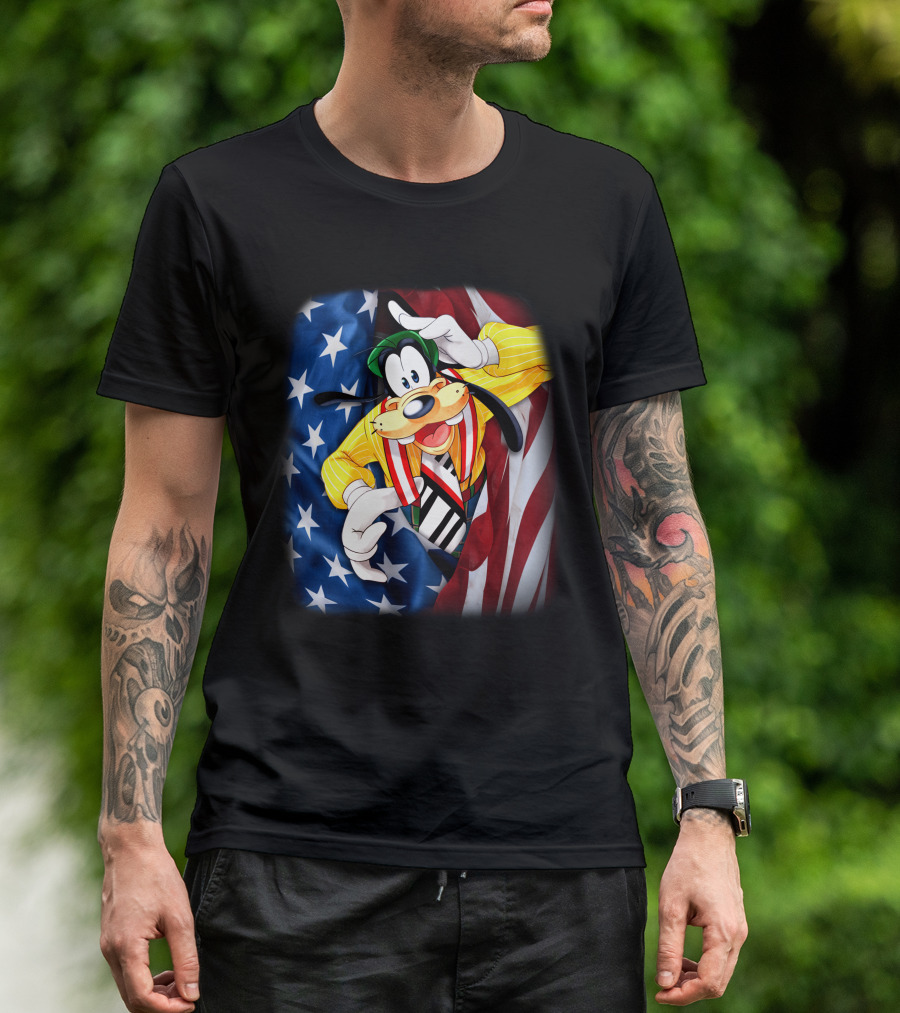Goofy United States Flag Patriotic T-Shirt