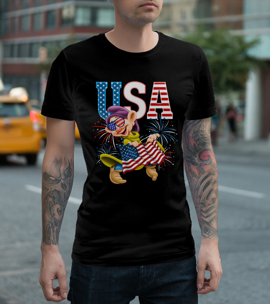 USA Dopey Stars and Stripes Fireworks T-Shirt