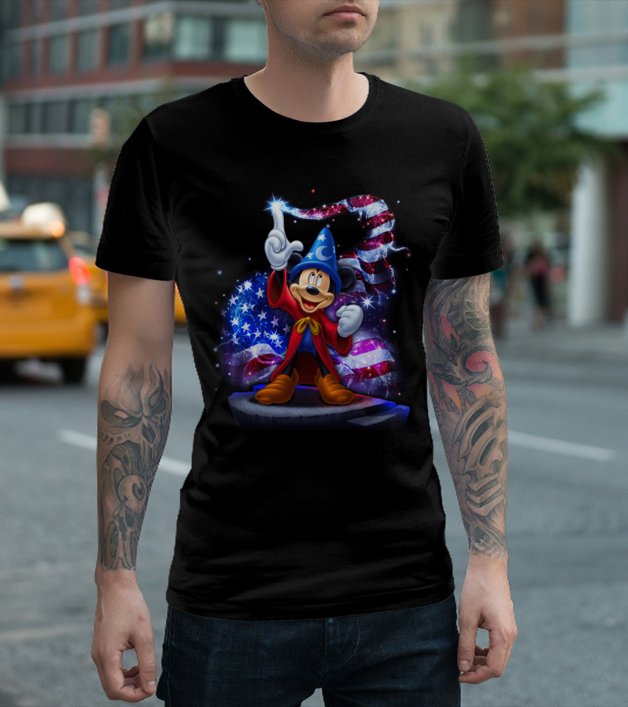 Mickey Sorcerer Patriotic Stars and Stripes July T-Shirt