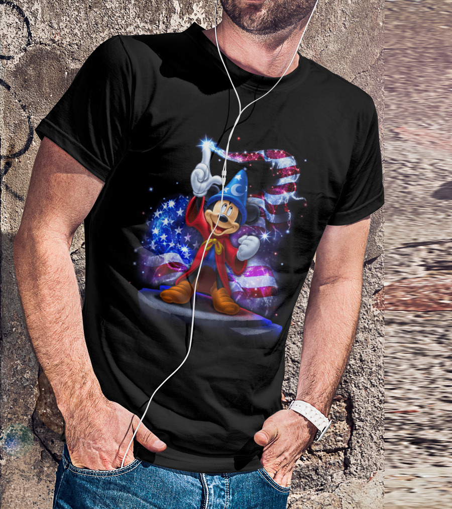 Mickey Sorcerer Patriotic Stars And Stripes July T-Shirt
