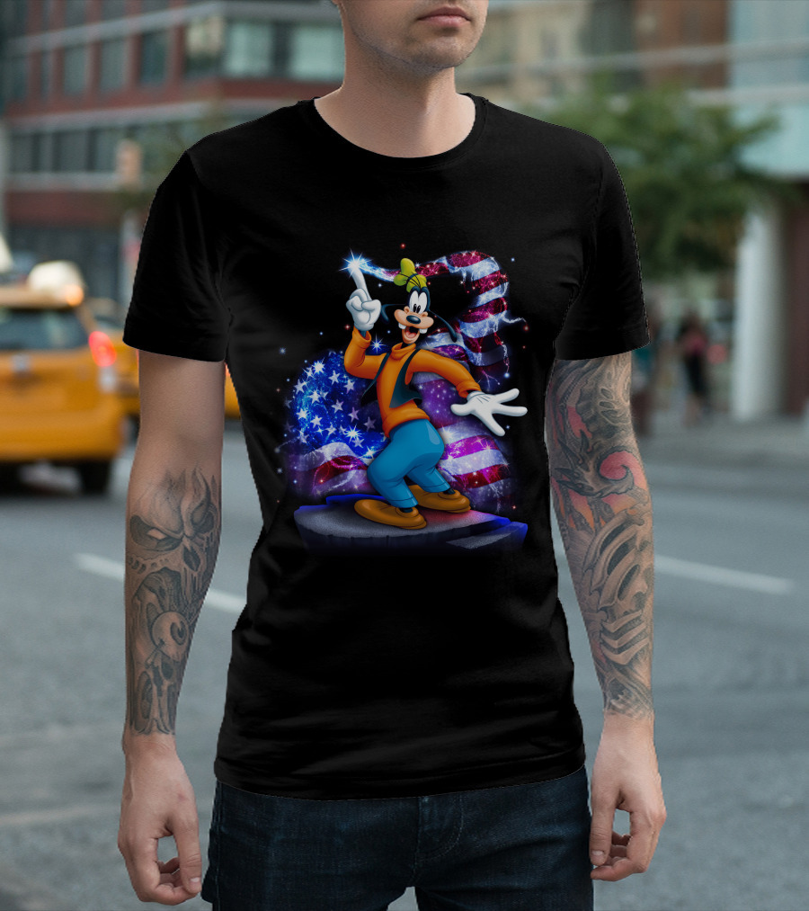 Goofy Bling July American Flag T-Shirt