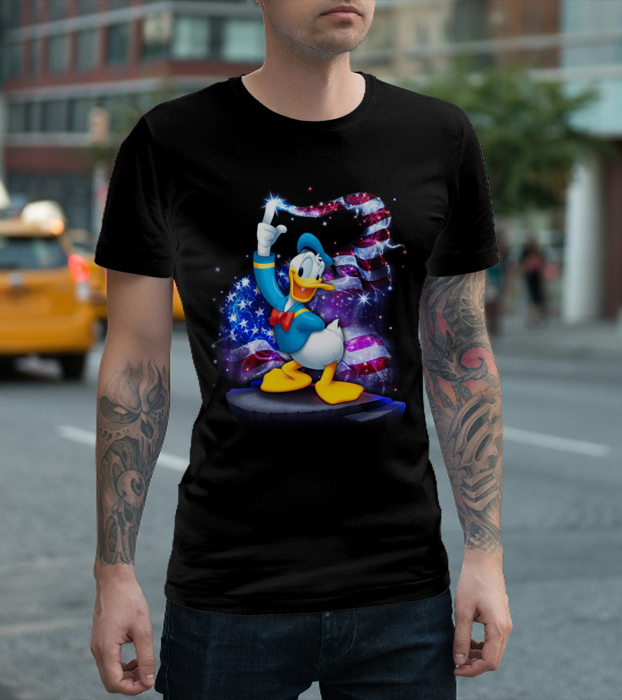 Donald Bling Patriotic July Celebration with Sparkling American Flag T-Shirt