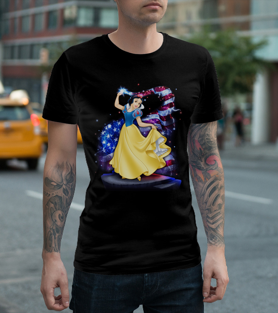 Snow White American Flag Bling July T-Shirt