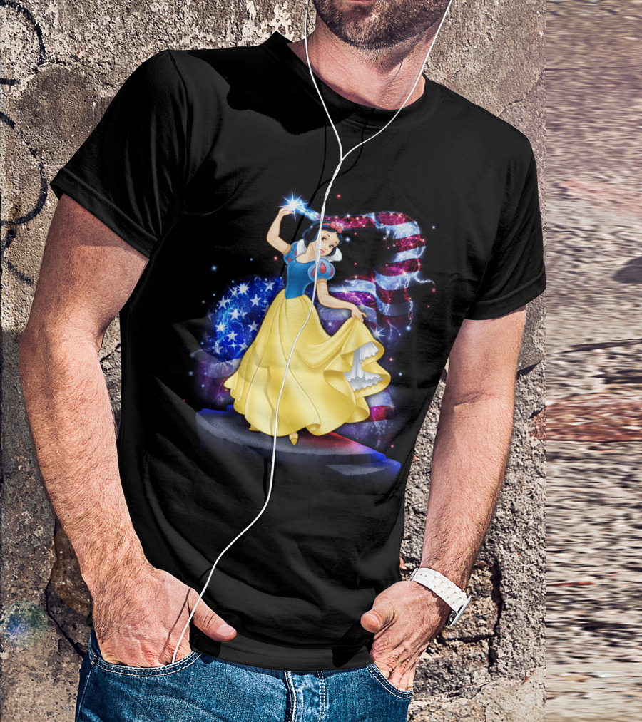 Snow White American Flag Bling July T-Shirt