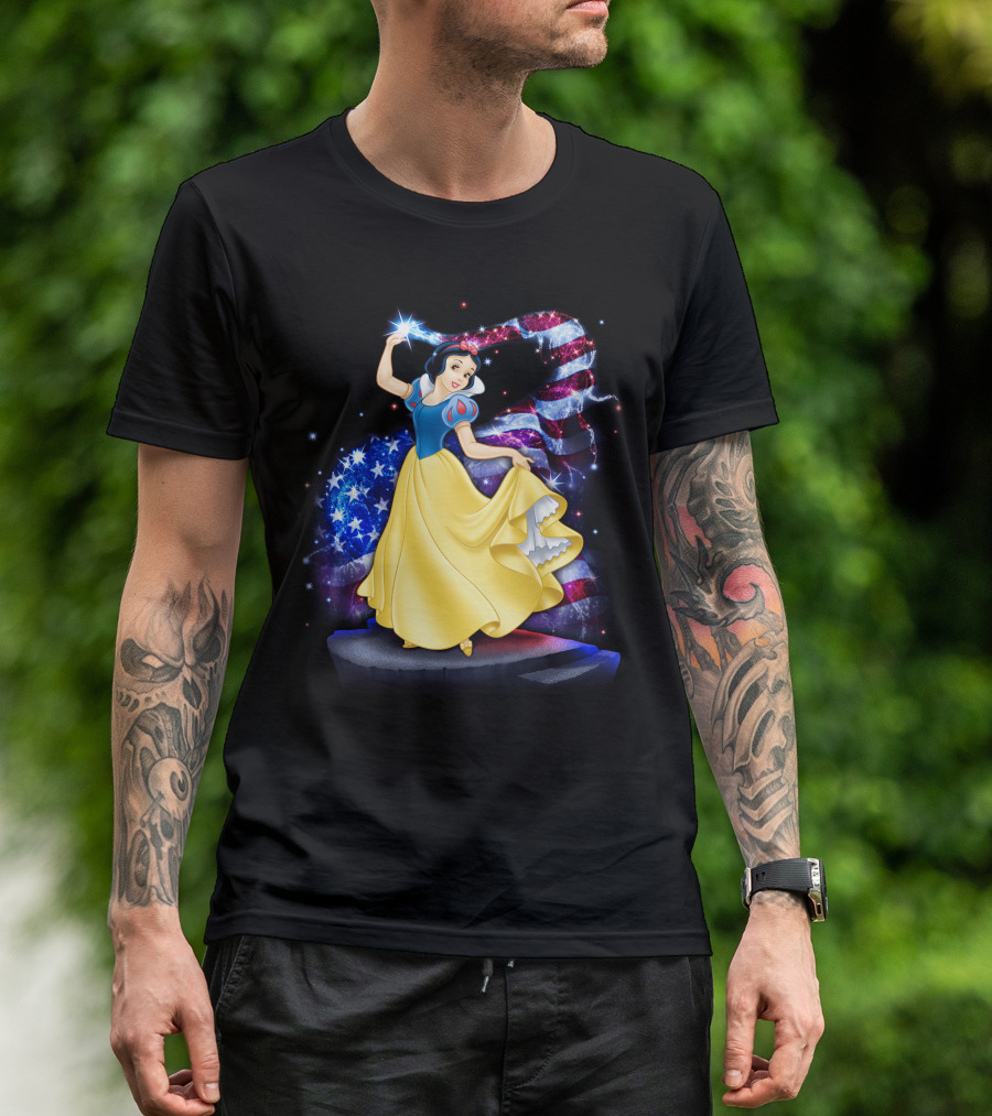 Snow White American Flag Bling July T-Shirt