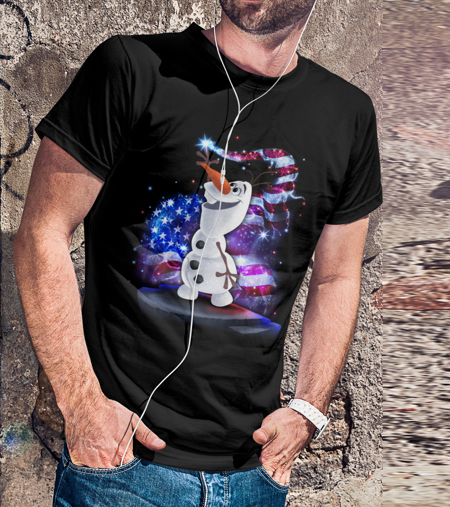 Olaf Bling July American Flag Sparkle T-Shirt