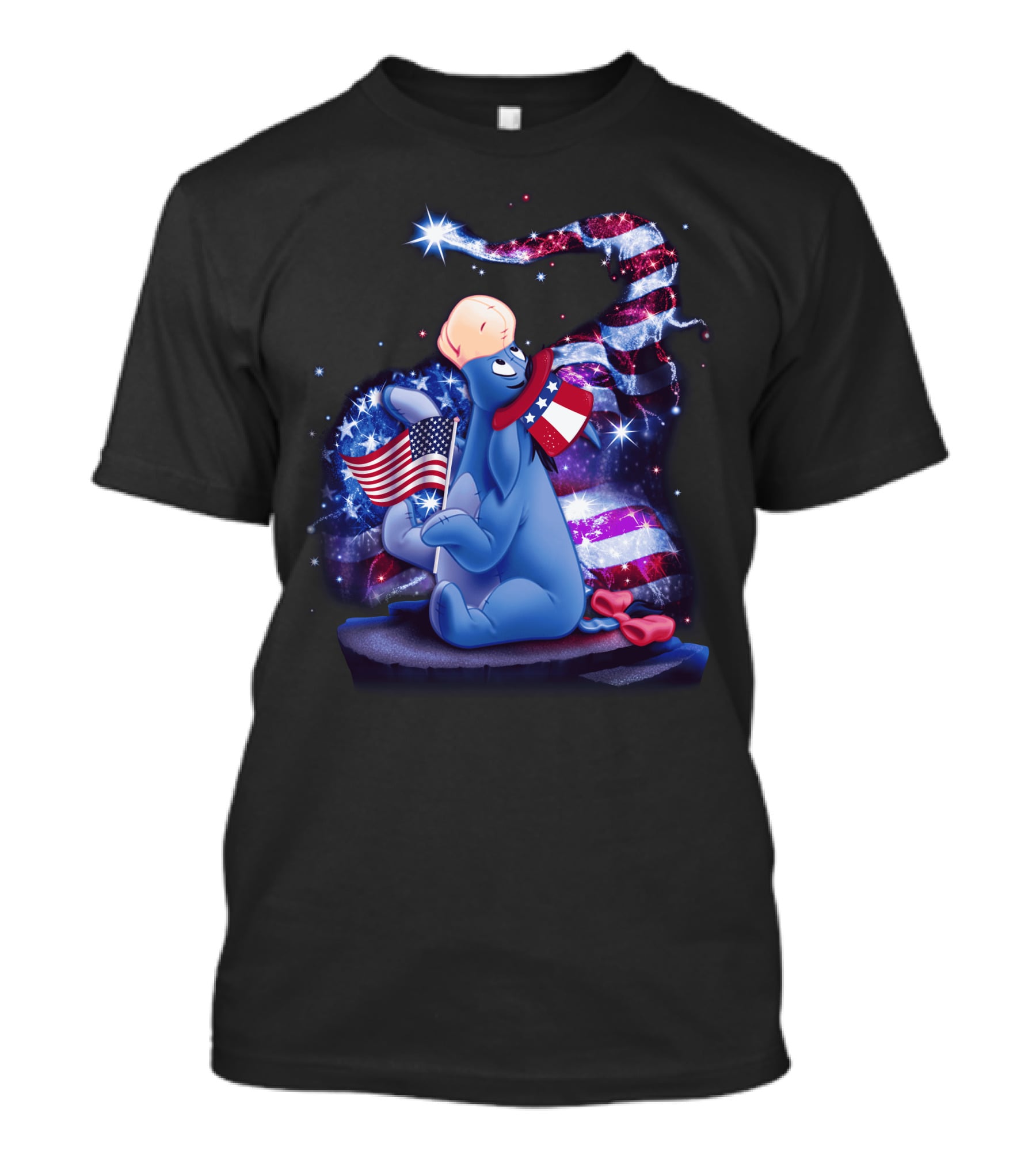 Eeyore Bling July American Flag Celebration With Patriotic Stars And Sparkle T-Shirt