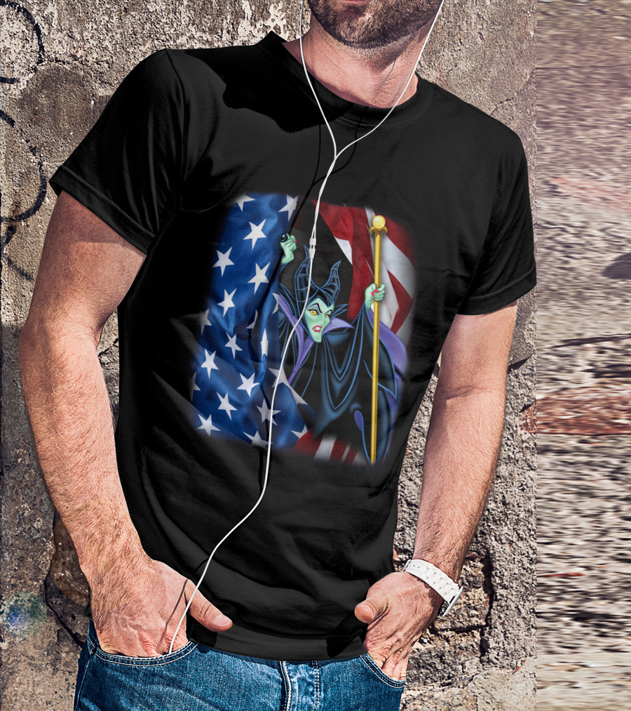 Maleficent Holding Scepter With American Flag Fourth Of July T-Shirt