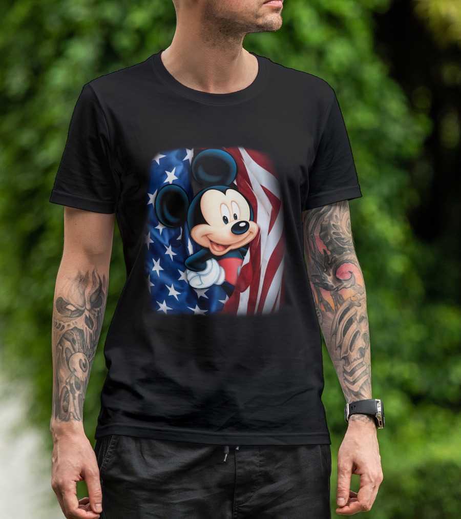 Mickey Mouse American Flag Fourth Of July T-Shirt