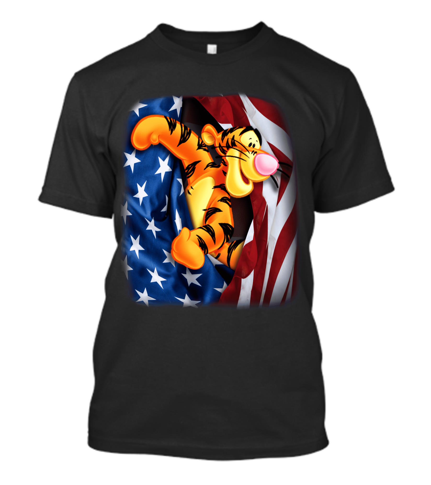 Tigger Celebrating Independence Day With American Flag T-Shirt