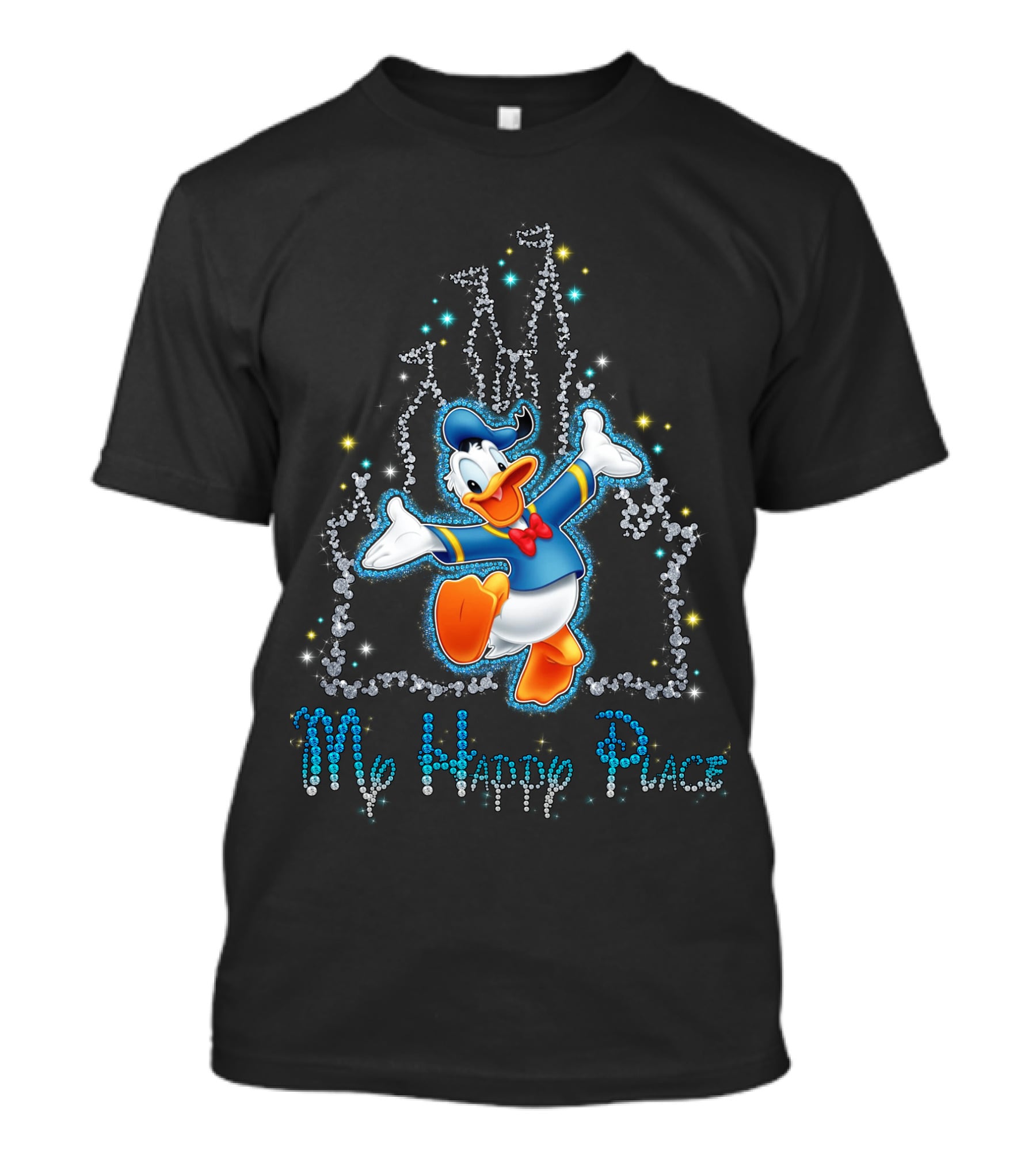 Donald Duck My Happy Place Sparkling Castle Background T-Shirt