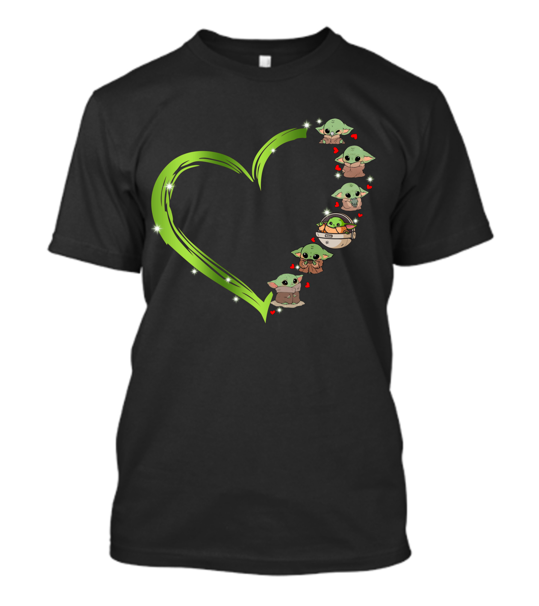 Baby Yoda Love Heart Shape Grogu Mandalorian Cute Green Jedi T-Shirt