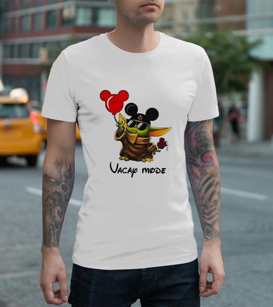 Mickey Ears Baby Yoda Vacay Mode Fun Balloon T-Shirt