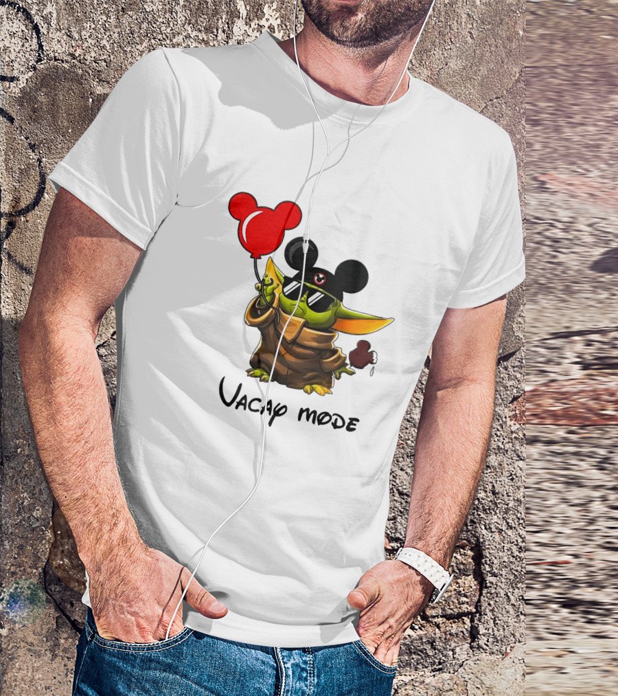 Mickey Ears Baby Yoda Vacay Mode Fun Balloon T-Shirt