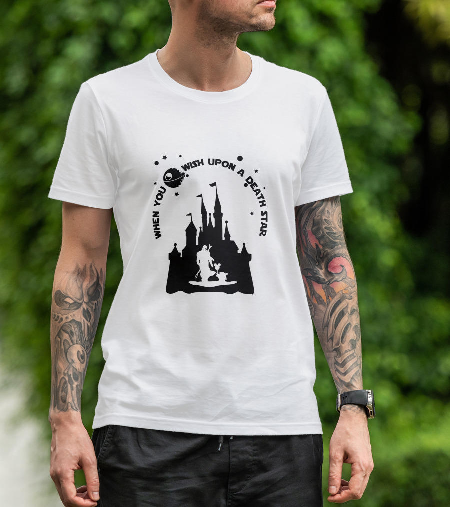 When You Wish Upon A Death Star Disney Castle Baby Yoda T-Shirt