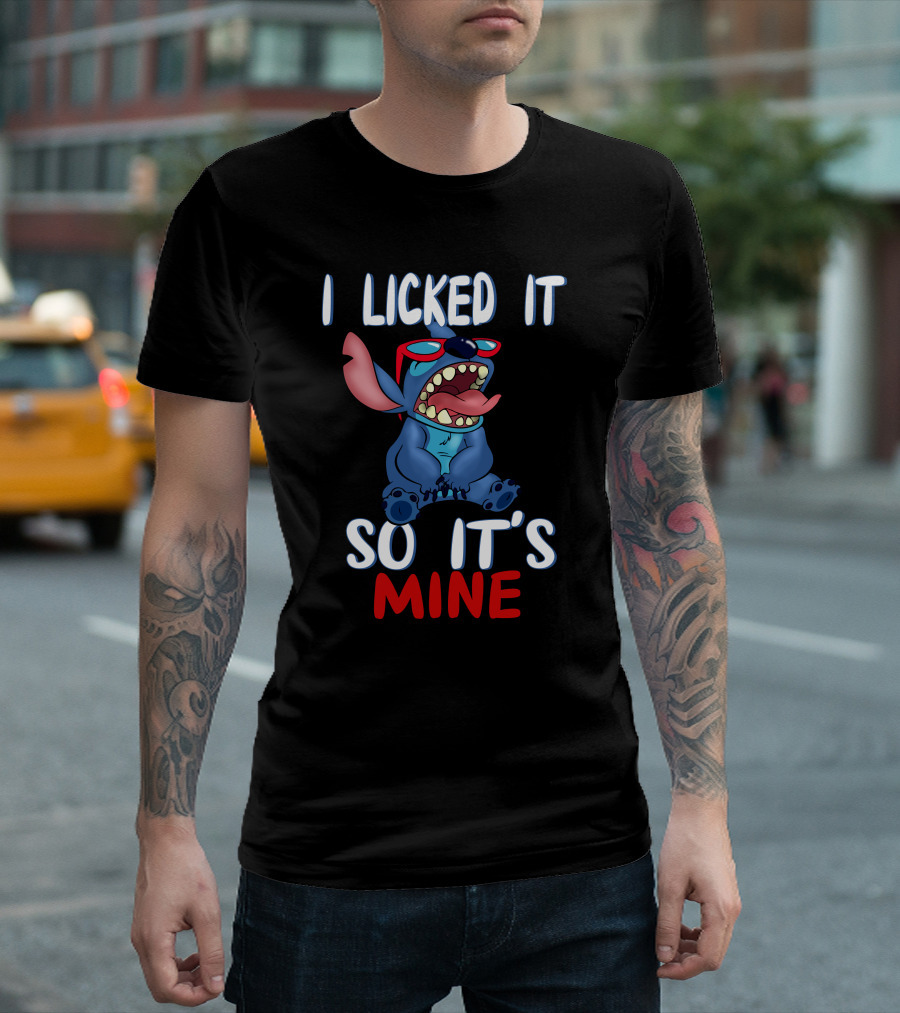 I Licked It So It's Mine Stitch Red Sunglasses T-Shirt