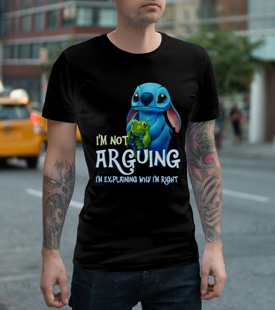 I'm Not Arguing I'm Explaining Why I'm Right Stitch with Frog T-Shirt