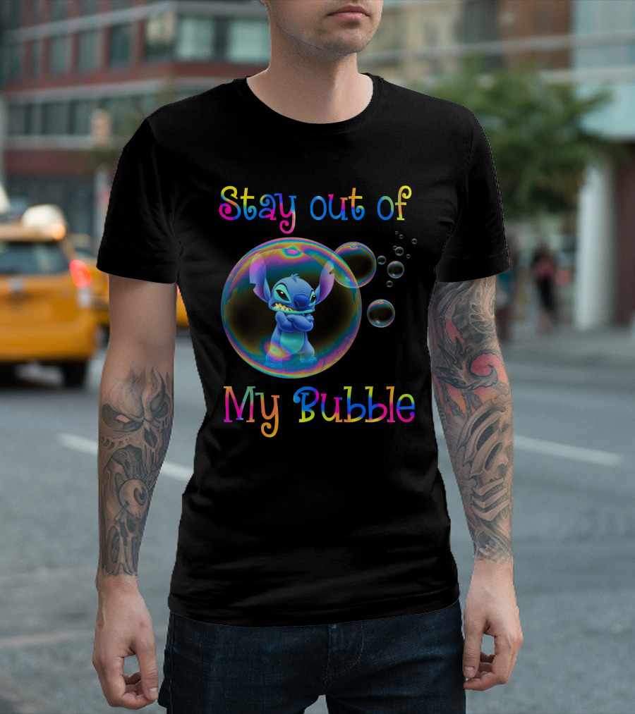 Stay Out Of My Bubble Stitch Rainbow Bubbles T-Shirt