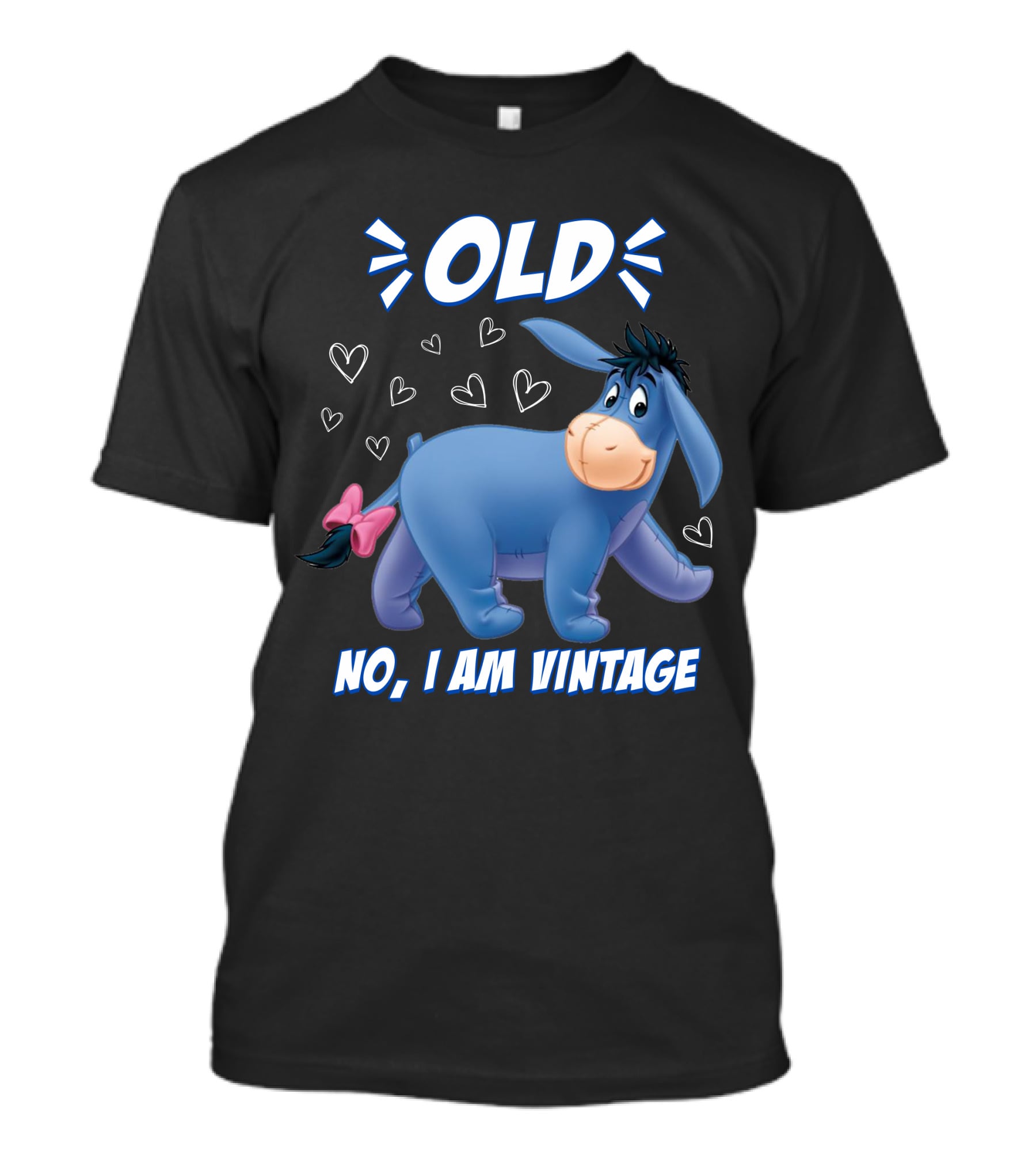 Eeyore Old No I Am Vintage Hearts T-Shirt