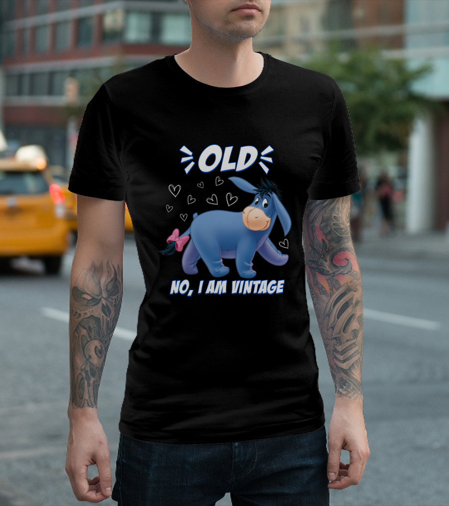 Eeyore Old No I Am Vintage Hearts T-Shirt