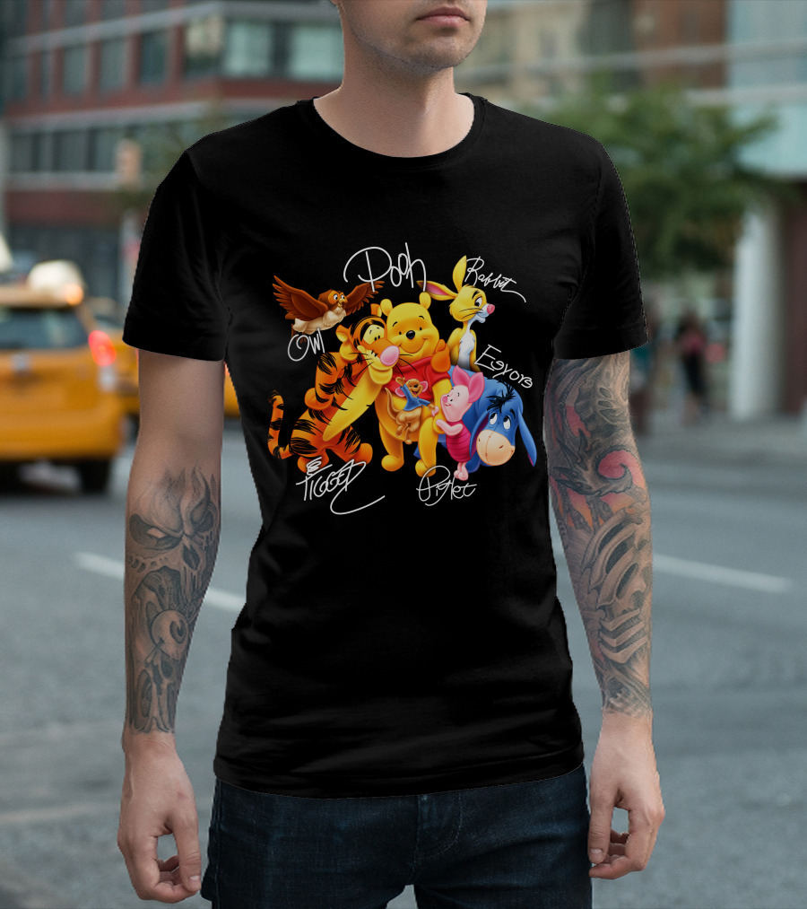 Pooh Tigger Piglet Eeyore Rabbit Owl Signature T-Shirt