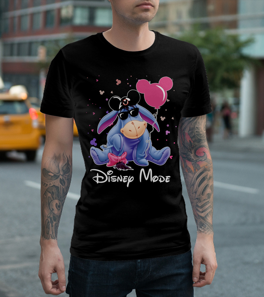 Disney Mode Eeyore with Mickey Balloon and Sunglasses T-Shirt