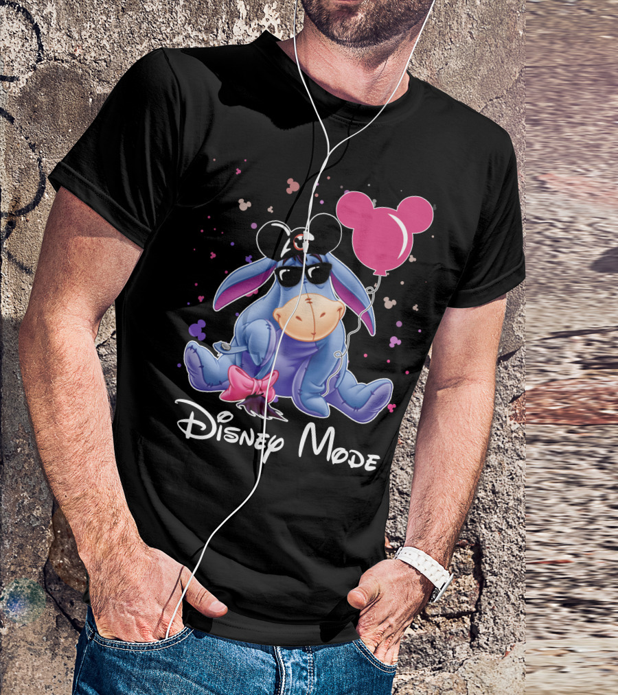 Disney Mode Eeyore With Mickey Balloon And Sunglasses T-Shirt