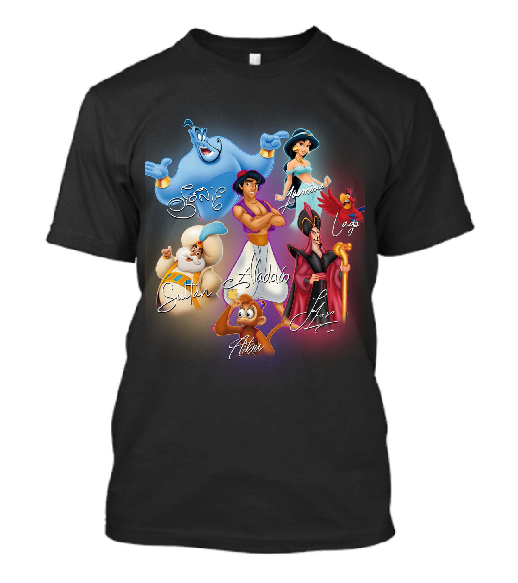 Aladdin Jasmine Genie Jafar Iago Sultan Abu Signatures T-Shirt