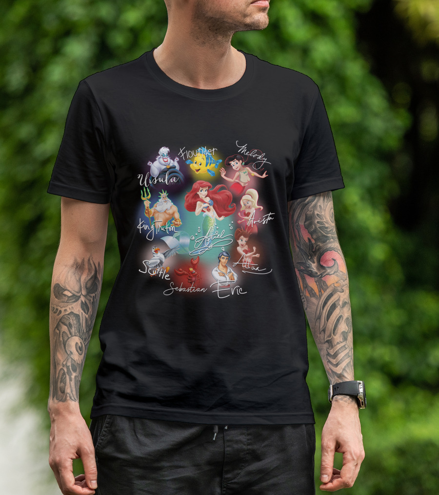 Ariel Signature Ursula Flounder Melody King Triton Sebastian Scuttle Eric Attina Arista T-Shirt