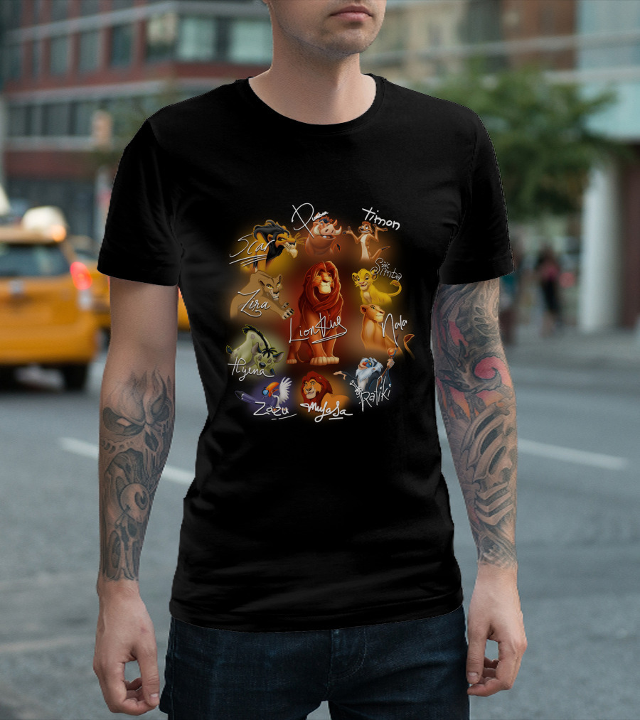 Scar Timon Simba Nala Rafiki Mufasa Zazu Hyena Zira Lion King Signature T-Shirt