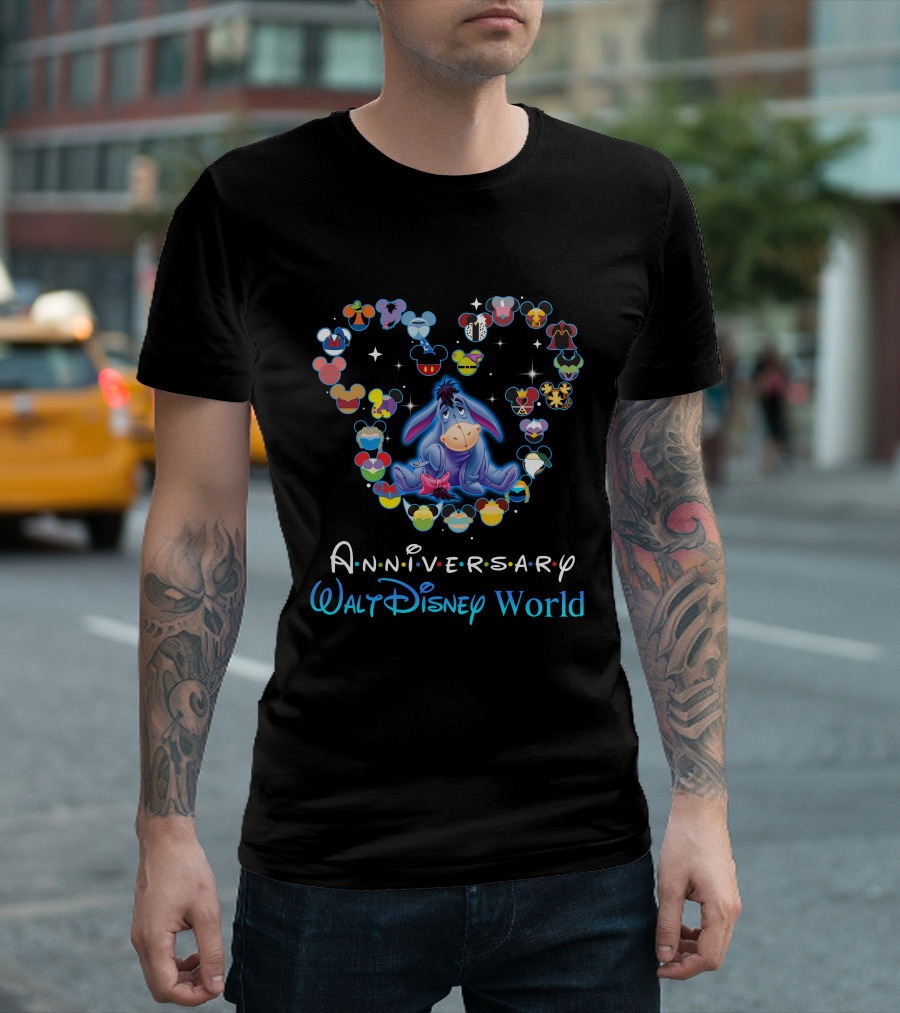 Walt Disney World Anniversary Eeyore With Mickey Icons T-Shirt
