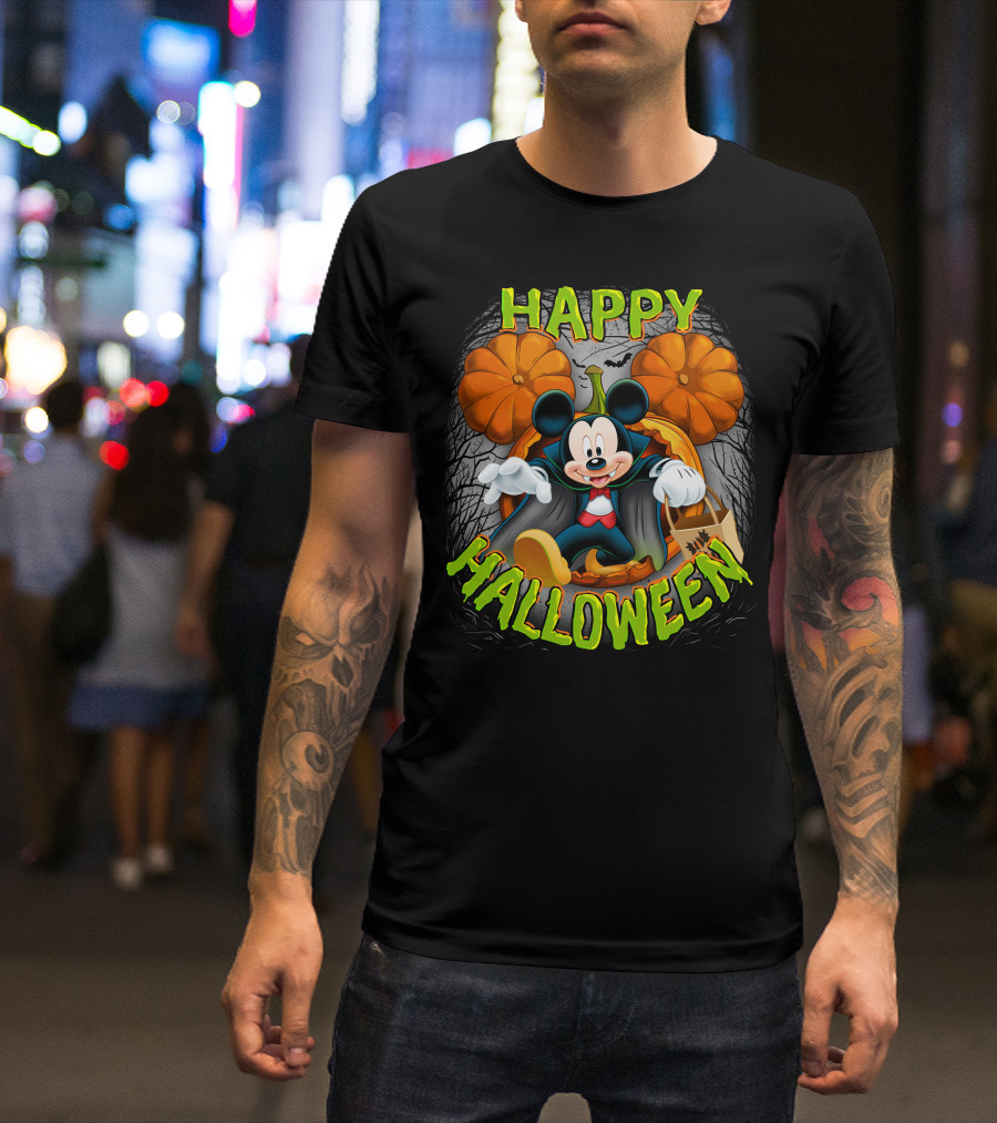 Happy Halloween Mickey Pumpkin Trick-or-Treating T-Shirt