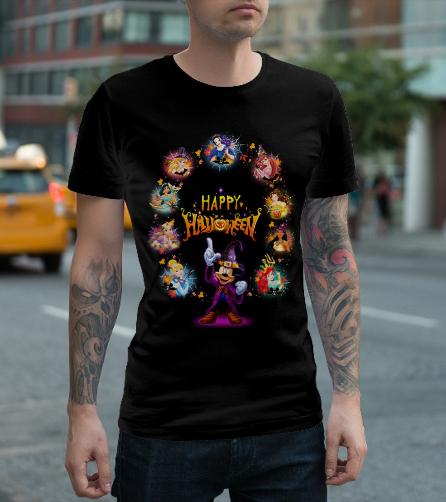 Happy Halloween Disney Princesses Mickey Halloween T-Shirt