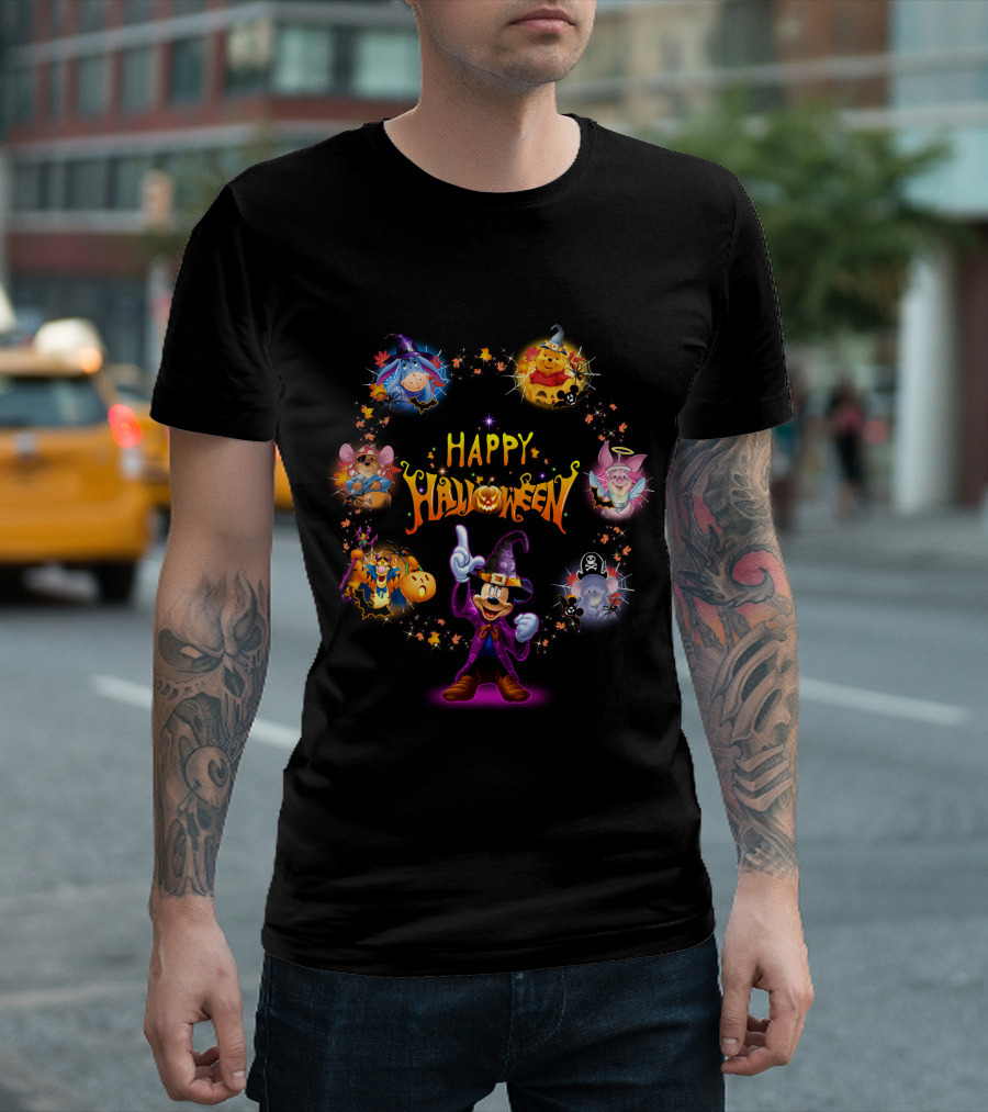 Happy Halloween Winnie The Pooh Disney Characters Magic Circle T-Shirt