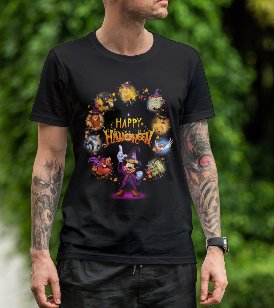 Happy Halloween Lion King Disney Characters Magic Circle T-Shirt