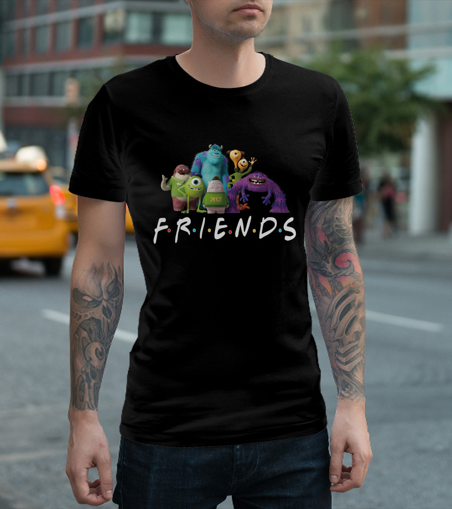 Monsters University Characters with Friends Television Show Style Letters T-Shirt