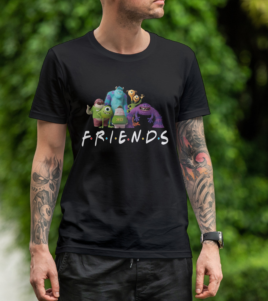 Monsters University Characters With Friends Television Show Style Letters T-Shirt