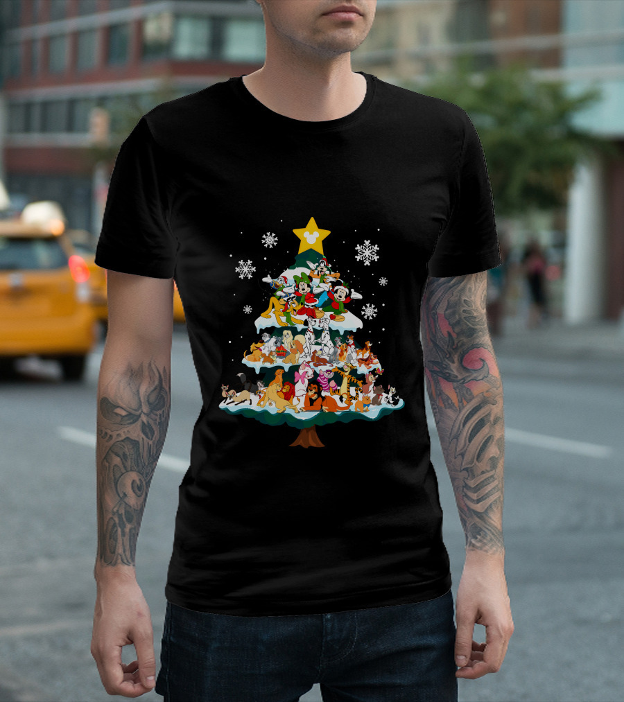 Disney Characters Christmas Tree Snowflakes T-Shirt