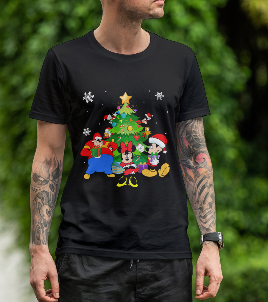 MK And Friends Christmas Tree Holiday Celebration With Gifts And Snowflakes T-Shirt