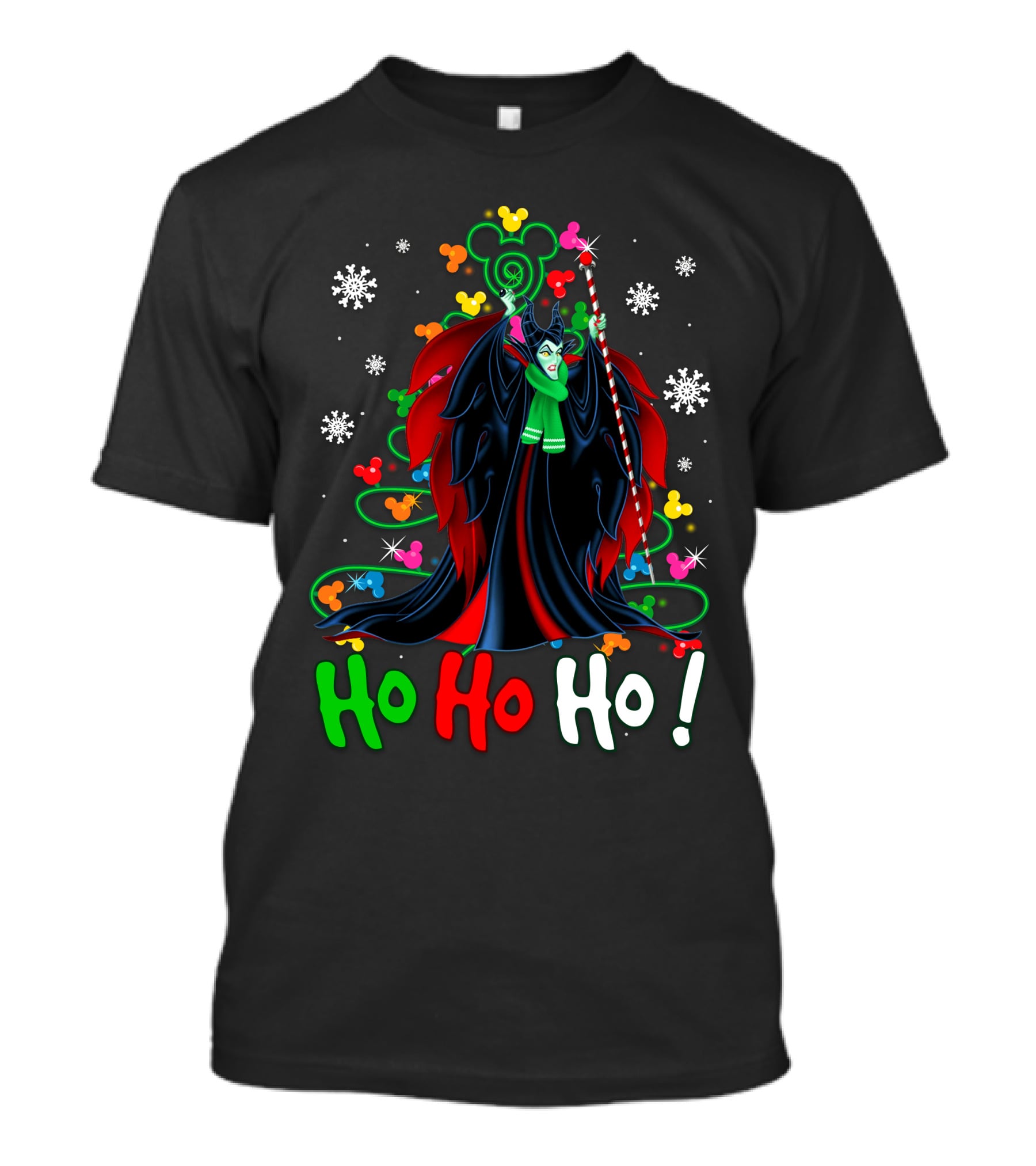 Maleficent Disney Mickey Christmas Ho Ho Ho Snowflakes Festival T-Shirt