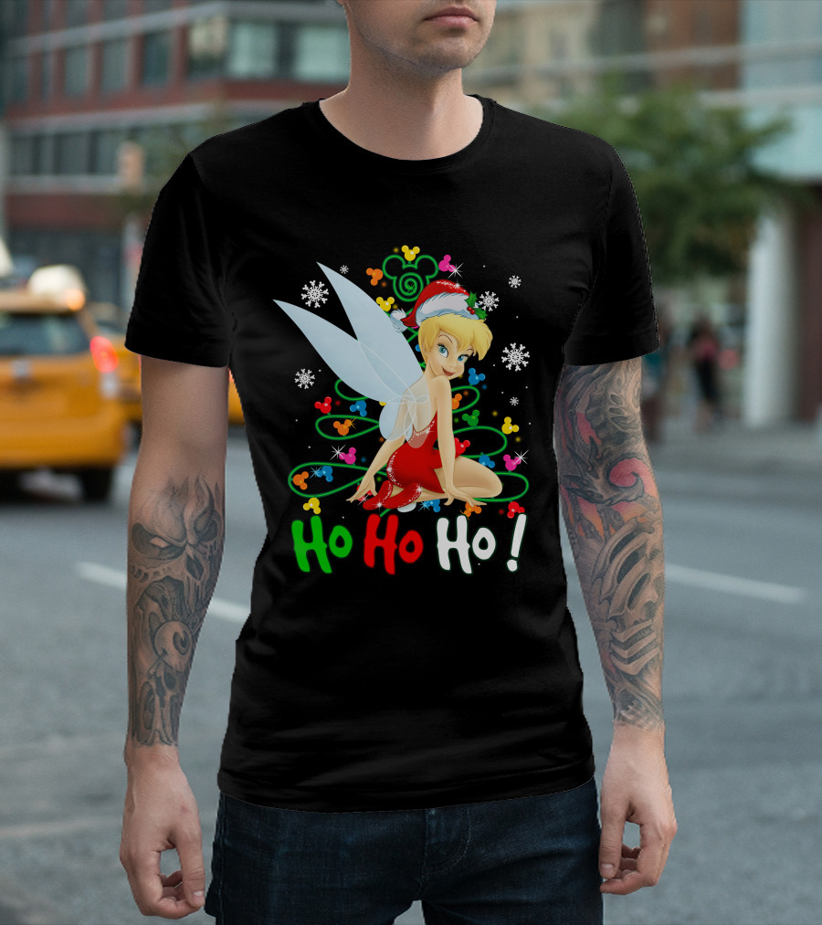 Tinker Bell Ho Ho Ho Mickey Mouse Ears Christmas Tree T-Shirt