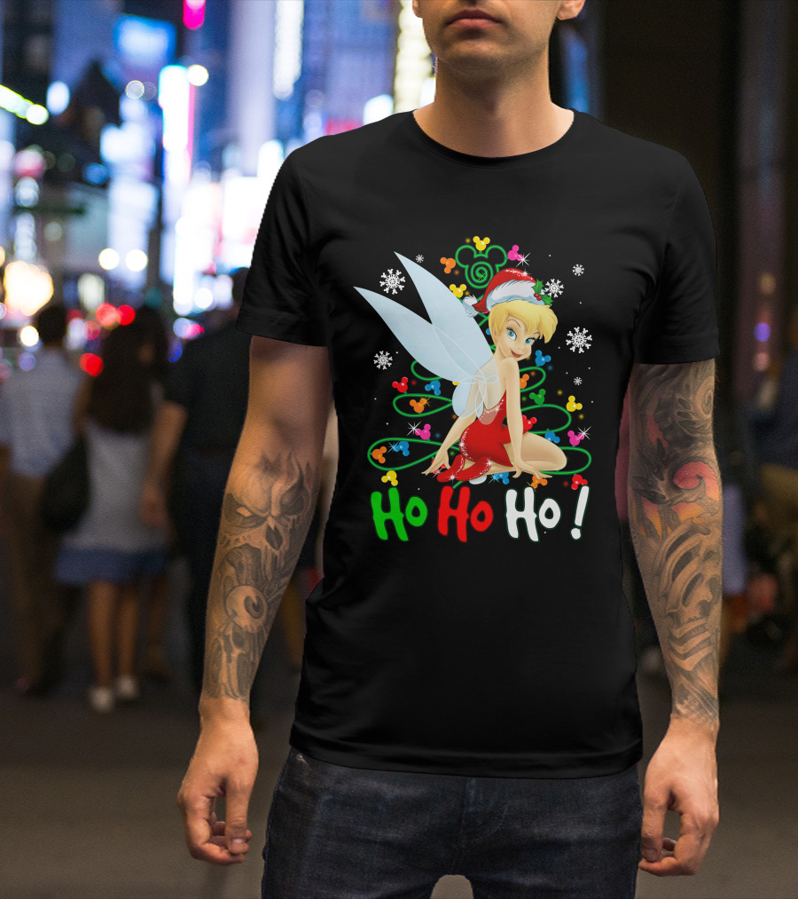 Tinker Bell Ho Ho Ho Mickey Mouse Ears Christmas Tree T-Shirt