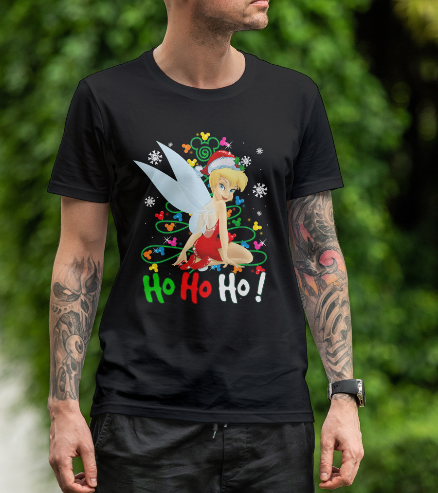 Tinker Bell Ho Ho Ho Mickey Mouse Ears Christmas Tree T-Shirt