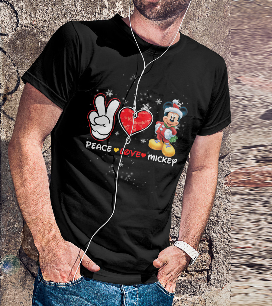 PEACE LOVE MICKEY CHRISTMAS T-Shirt