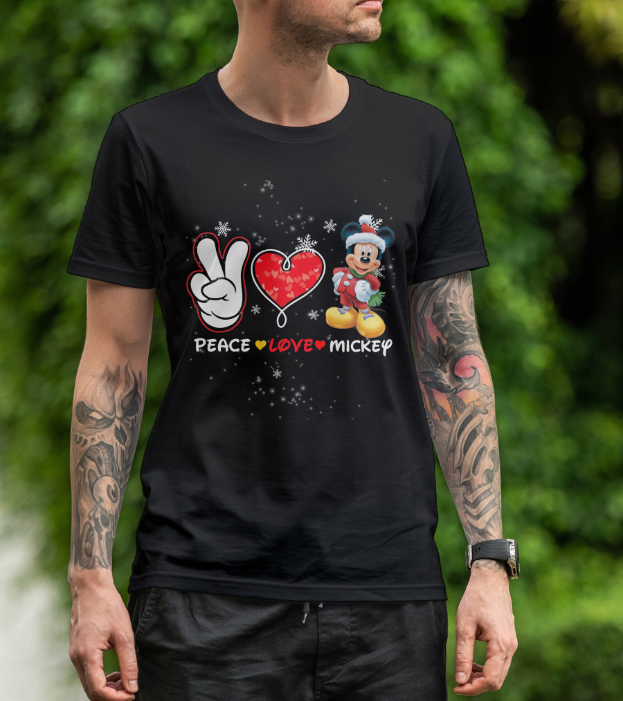 PEACE LOVE MICKEY CHRISTMAS T-Shirt