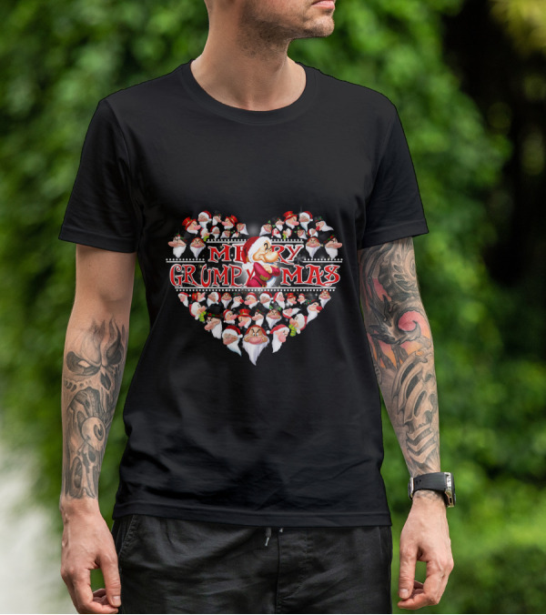 Merry Grumpmas Heart With Santa Dwarfs T-Shirt