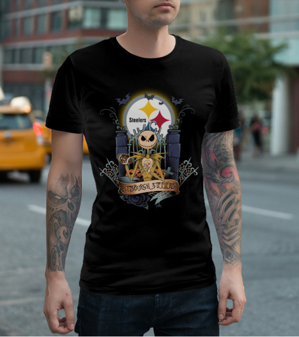 Pittsburgh Steelers Jack Skellington Crossover Halloween T-Shirt