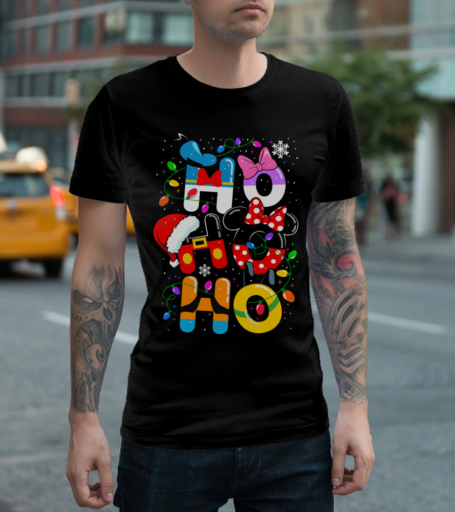 Disney Hohoho Christmas Lights Mickey Minnie Decorations T-Shirt