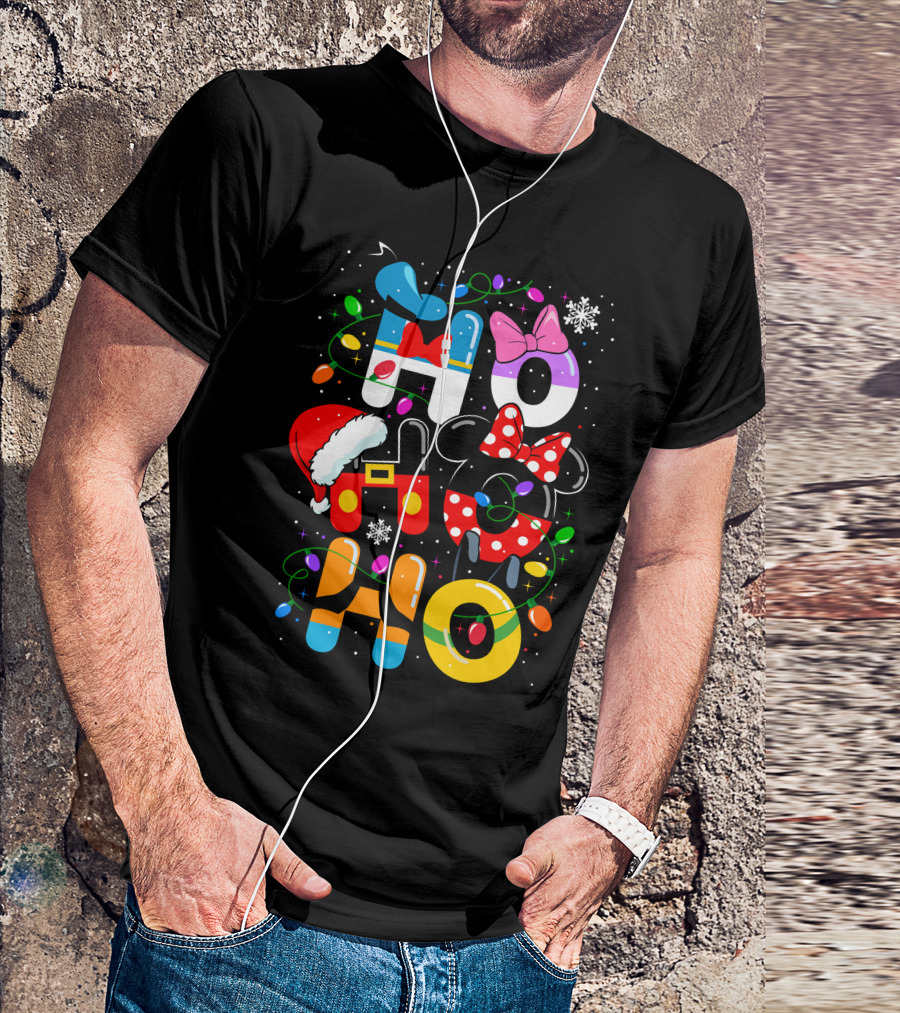 Disney Hohoho Christmas Lights Mickey Minnie Decorations T-Shirt